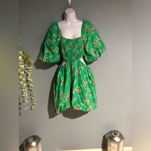A New Day  Green Smocked bubble dress